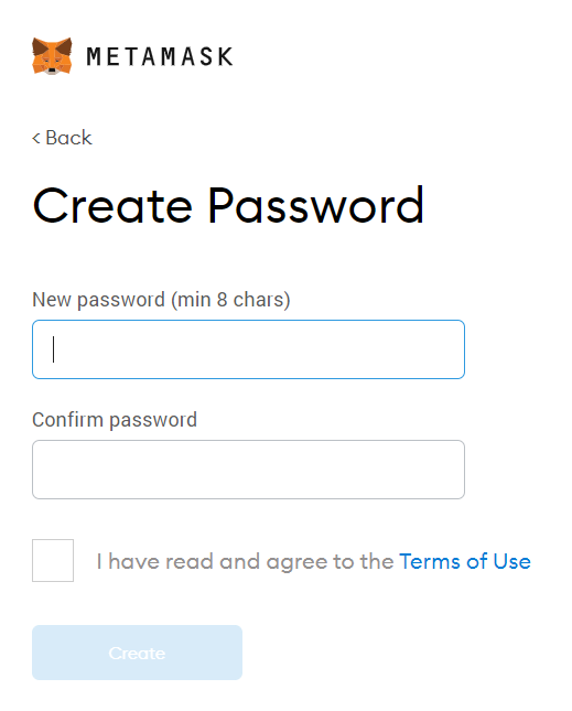 create password for metamsk